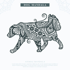 DOG Mandala Vector. Vintage decorative elements. Oriental pattern, vector illustration.
