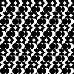 Geometric Black And White Pattern With Circles And Rhombuses. Black And White Modern Poster. Abstract Wall Art. Digital Art Of Interior Decoration For Print. Abstract Geometric Minimal Poster 