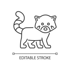 Red panda linear icon. Wildlife protection in Nepal. Endangered species. Lesser panda. Thin line customizable illustration. Contour symbol. Vector isolated outline drawing. Editable stroke