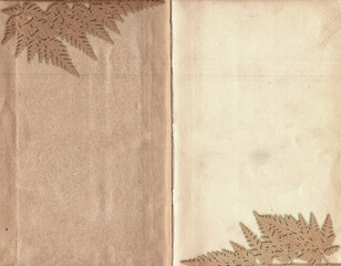 Old vintage rough paper with plant relief texture
