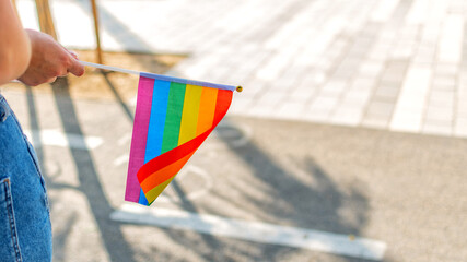 Close up of Rainbow Pride Flag.