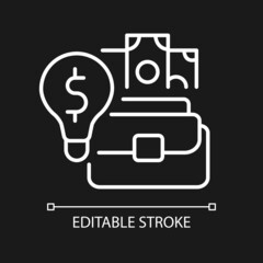 Talent for entrepreneurship white linear icon for dark theme. Gifted entrepreneur and director. Thin line customizable illustration. Isolated vector contour symbol for night mode. Editable stroke