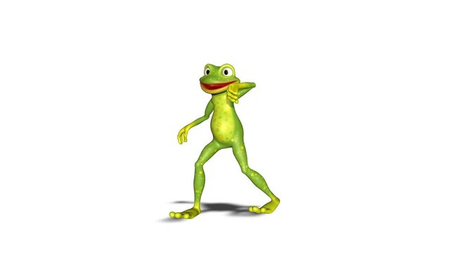 Dancing Frog Looped Video on White Background