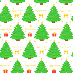 This is a seamless pattern Christmas tree on a white background. Wrapping paper.