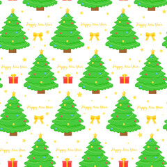 This is a seamless pattern Christmas tree on a white background. Wrapping paper.