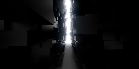Abstract 3d futuristic corridor illuminated with light. 3d rendering