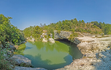 Fototapeta na wymiar Picture of waterfall Pazinski Krov near Pazin in the Croatian province of Central Istria