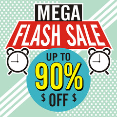 Flash sale discount banner template promotion vector editable