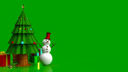  Christmas tree and snow man for celebration or holiday concept  3d rendering
