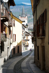 Susa, Segusium, Italian roman city of the northen Alps, in summer days with blue sky, italy