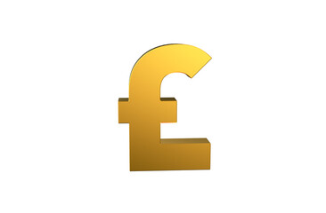 GBP Pound sterling currency symbol in gold - 3d Illustration, 3d rendering 