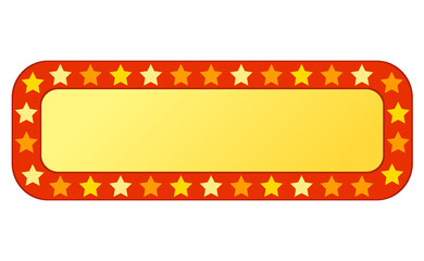 sign, banner for advertising and text, icon with stars, used for both postcards and websites, possible use in the themes of the circus, entertainment