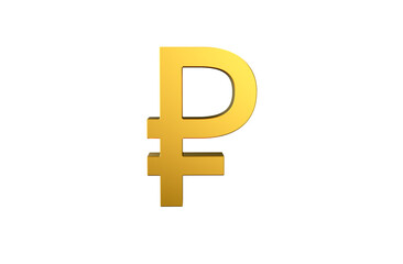 Russian Ruble currency symbol in gold - 3d Illustration, 3d rendering 