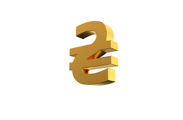 Ukrainian Hryvnia currency symbol in gold - 3d Illustration, 3d rendering 