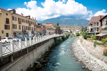 Naklejka na ściany i meble Susa, Italian roman city of the alta valle susa, piedmont italy, in summer days with blue sky