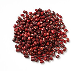 Raw adzuki red bean isolated on white table background