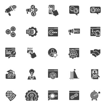 SEO and internet marketing vector icons set