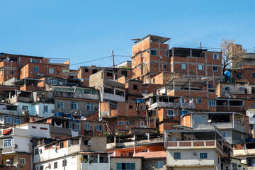 Fototapeta premium urban area with slums, simple buildings usually built on the hillsides of the city