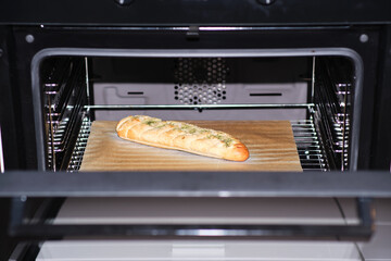 Bread with herbs in the oven