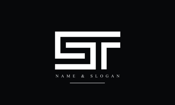 ST, TS, S, T abstract letters logo monogram
