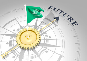 Global business concept. Waved flag of Saudi Arabia