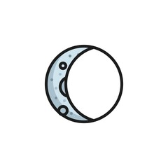 Waning crescent filled outline icon