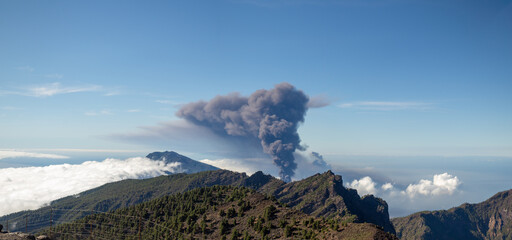 View of La Palma 2021 volcano eruption