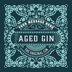 Whiskey label with old frames