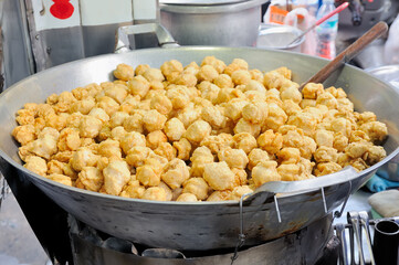 Meatball In a large saucepan Street food in Bangkok