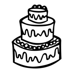 cake marriage of wedding hand drawn illustration