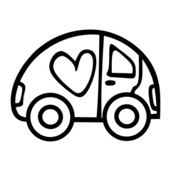 car marriage of wedding hand drawn illustration