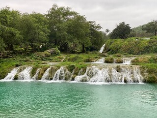 Fototapeta premium Nature View Mountain Salalah Oman Green Trees Beach Fog 
