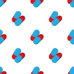 Red and blue capsule pill pattern seamless background texture repeat wallpaper geometric vector