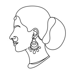 Indian woman in a modern one line style.