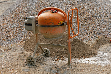 Concrete mixer on construction site