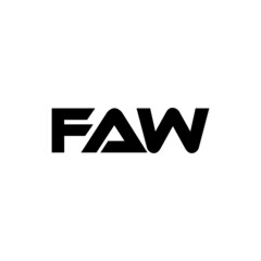 FAW letter logo design with white background in illustrator, vector logo modern alphabet font overlap style. calligraphy designs for logo, Poster, Invitation, etc.