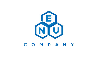 ENU three letters creative polygon hexagon logo	