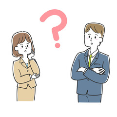 疑問を感じている男女のビジネスウーマン