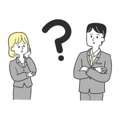 疑問を感じている男女のビジネスウーマン