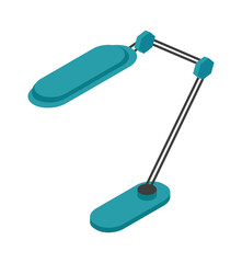 3d isometric table lamp for office work place. Illustration of office lamp for work desk and table for business vector