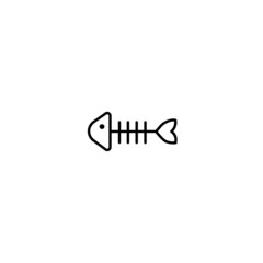 Fish skeleton vector icon. Flat black fishbones symbol on white. eps 10