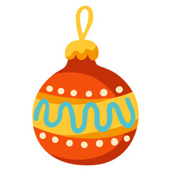 Merry Christmas illustration of decoration ball. Symbol in hand drawn style.