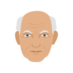 elrderly grandpa gray bald head face avatar icon flat vector