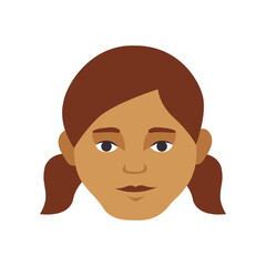 Young girl head child face avatar icon simple flat style