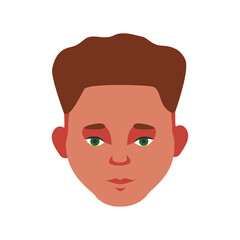 Young boy head child guy face avatar icon simple flat style