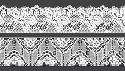White Trim Lace Ribbon. Jacquard Mesh Lace Fabric.