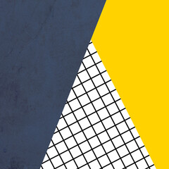 Abstract colorful geometrical design illustration in Scandinavian style with white, navy blue, yellow and black colors