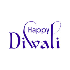 Happy Diwali. Handwritten modern brush black text, gold pinstripe, white background. Beautiful lettering invitation, greeting, prints, posters. The typographic inscription, calligraphic design vector.