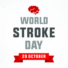 world stroke day 29 october, modern creative banner, sign, design concept, social media post, template with brain icon. 