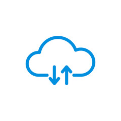 Clouds with arrows up and down icon. Vector line button for web and app